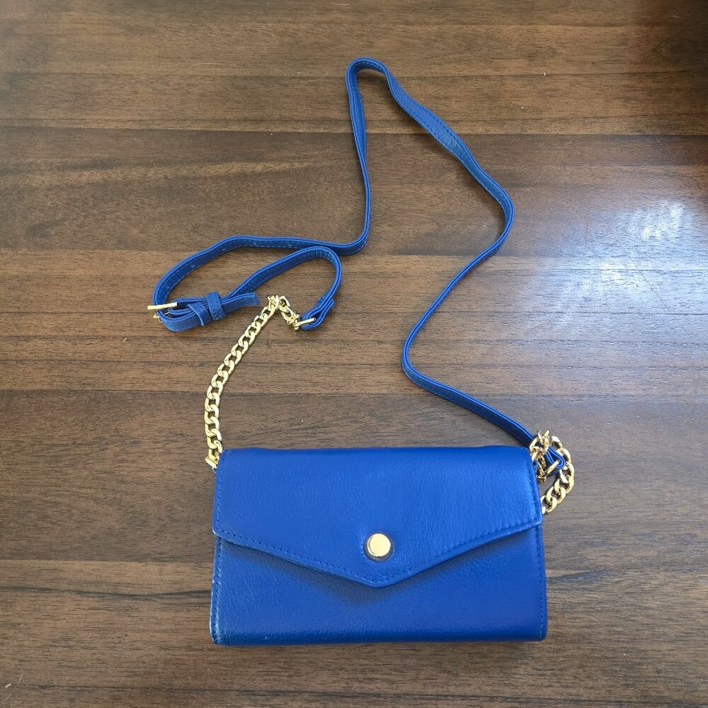 NWOT Stella & Max Women's Blue Pebbled Leather Crossbody Smartphone Wallet